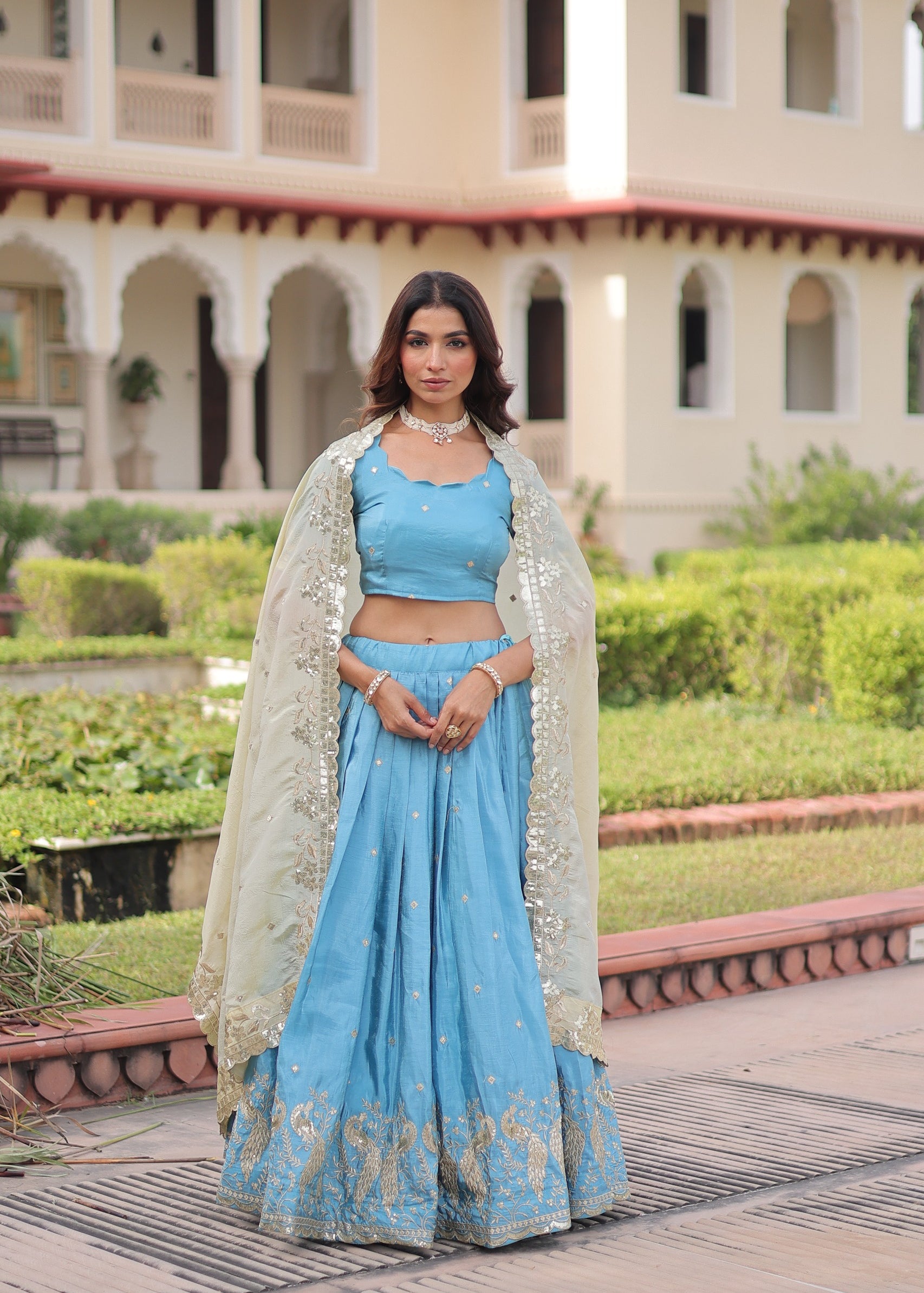 Designer Gold Crush Lehenga Choli