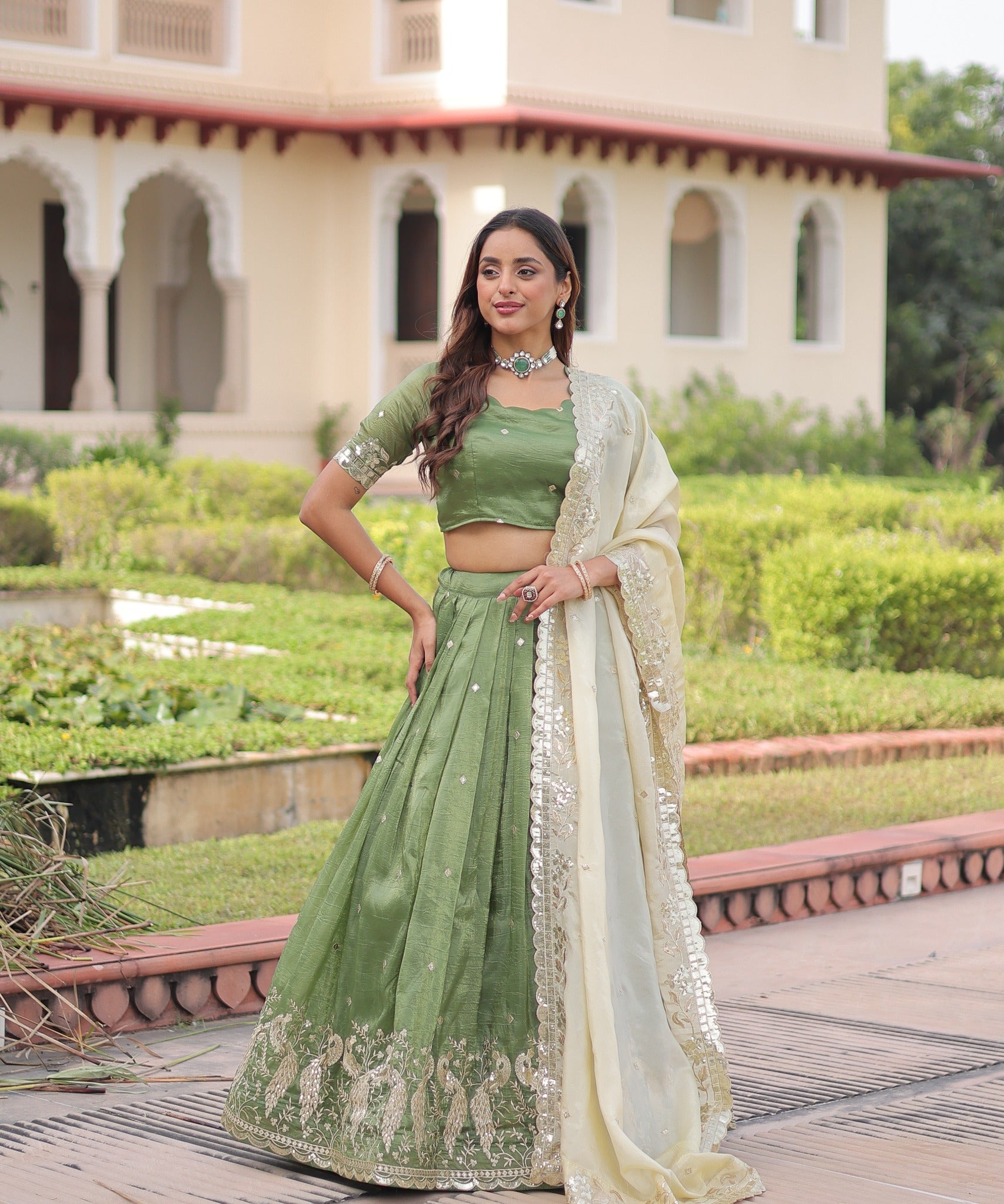 Designer Gold Crush Lehenga Choli