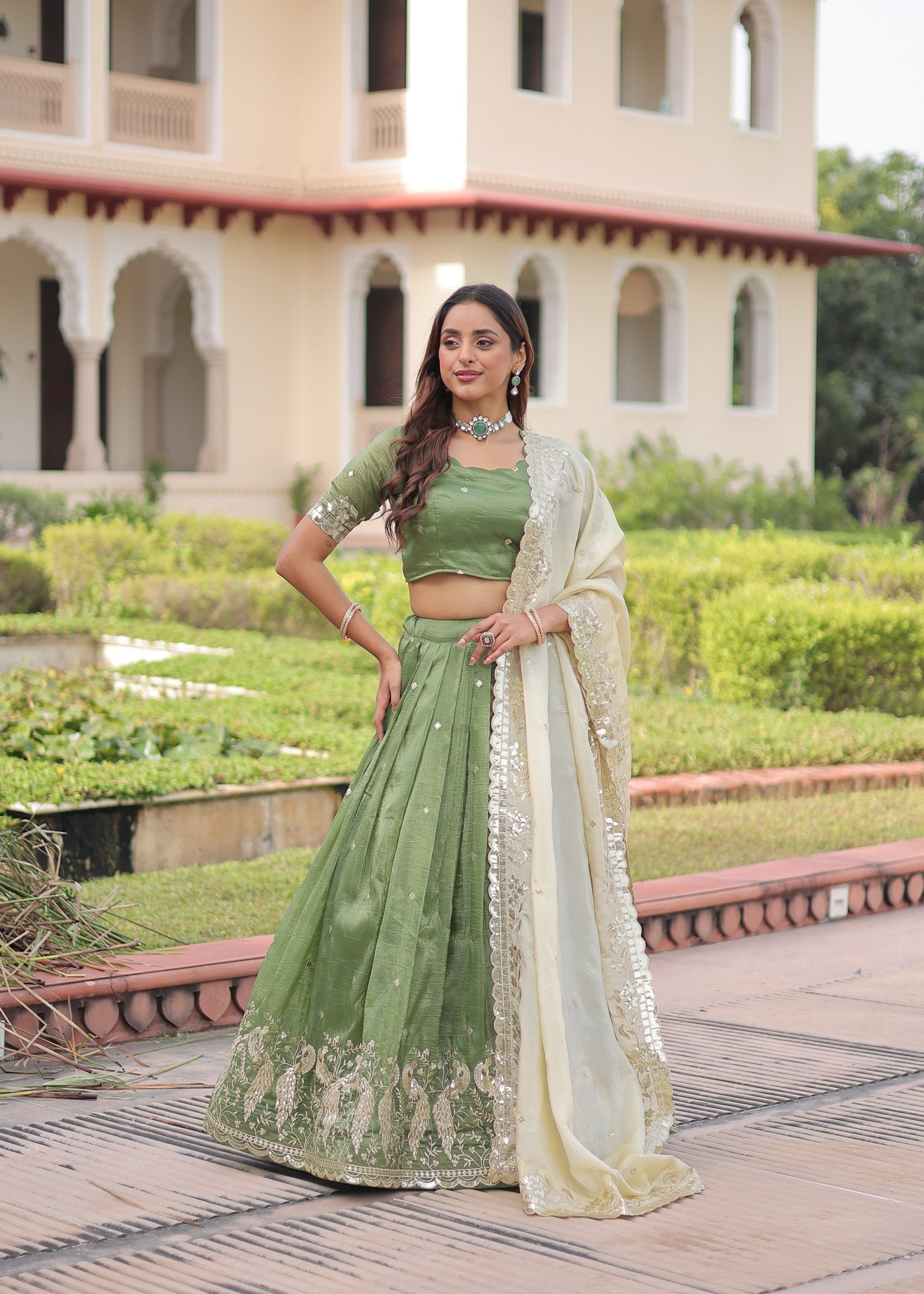 Designer Gold Crush Lehenga Choli