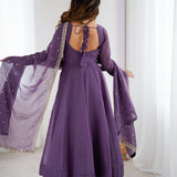 Lavender Wedding Silk Anarkali Gown