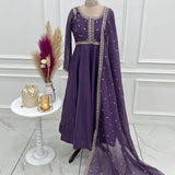 Lavender Wedding Silk Anarkali Gown