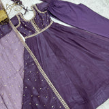 Lavender Wedding Silk Anarkali Gown