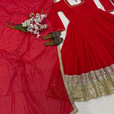 Radish Heavy Blooming Anarkali Gown