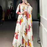 Blooming Floral Print Anarkali Gown