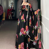 Blooming Floral Print Anarkali Gown