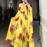 Blooming Floral Print Anarkali Gown