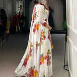 Blooming Floral Print Anarkali Gown