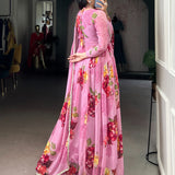 Blooming Floral Print Anarkali Gown