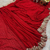 Reddish Georgette Embroidered Saree