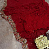 Reddish Georgette Embroidered Saree