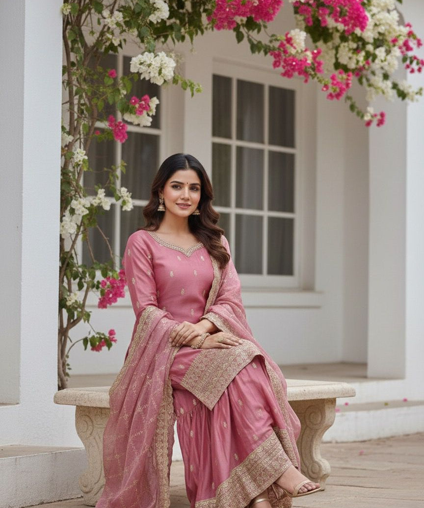 Presenting Designer Silk Top Plazzo