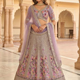 Fusion Purple Embroidered Lehenga