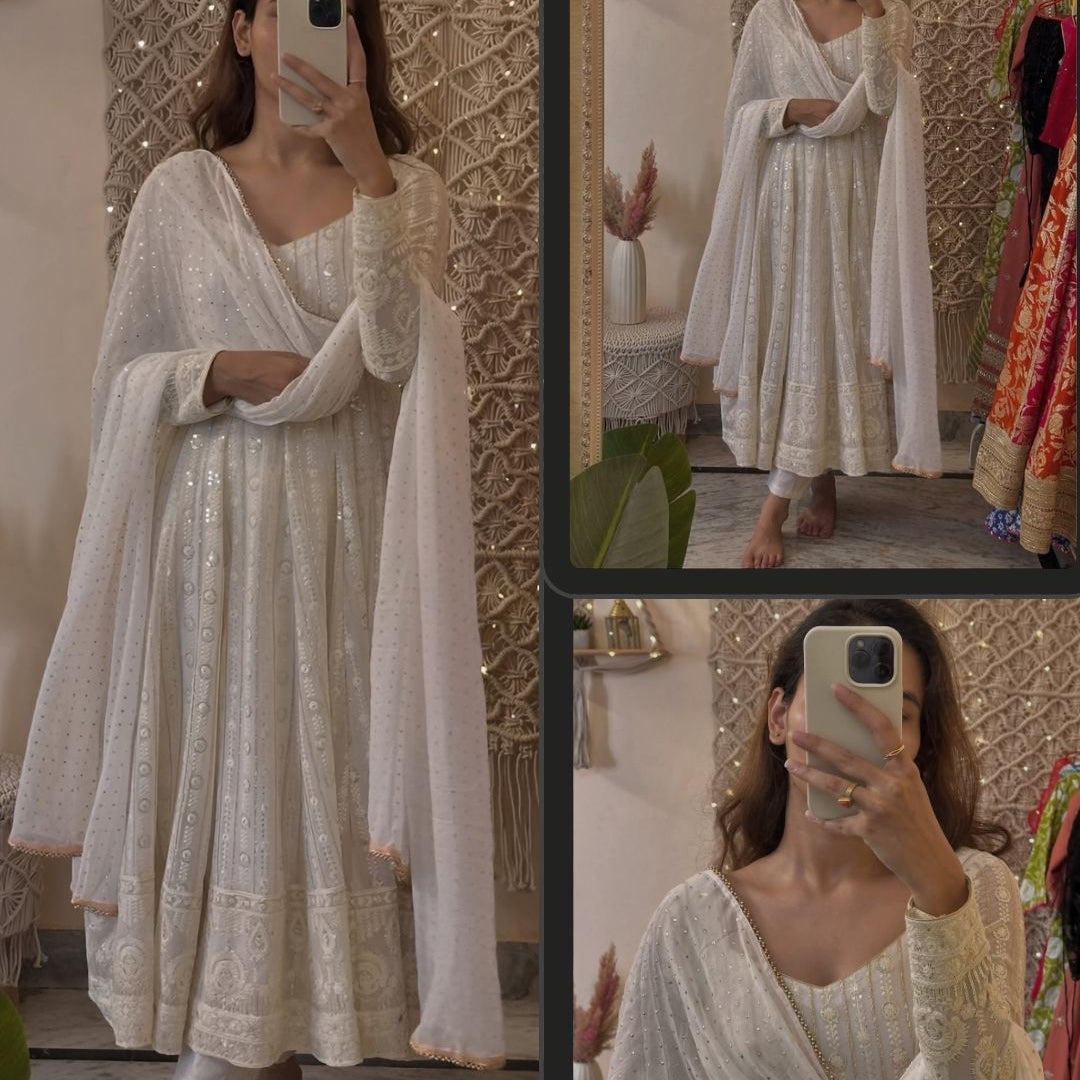 Designer Lakhnavi Embroidered Gown