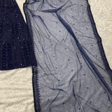 Stylish Dark Blue Embroidered Lehenga