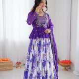 Stylish Floral Printed Koti Lehenga