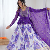 Stylish Floral Printed Koti Lehenga