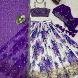 Stylish Floral Printed Koti Lehenga