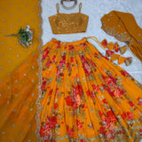 Stylish Floral Printed Koti Lehenga