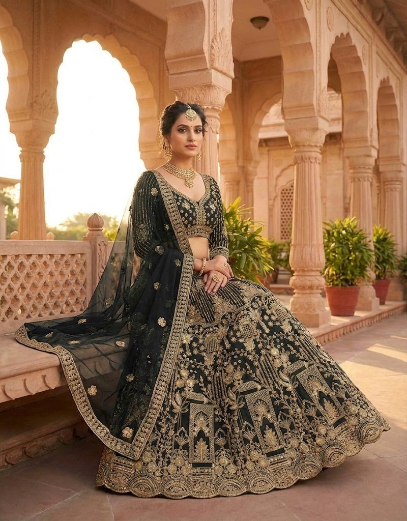 Premium Embroidered Net Lehenga