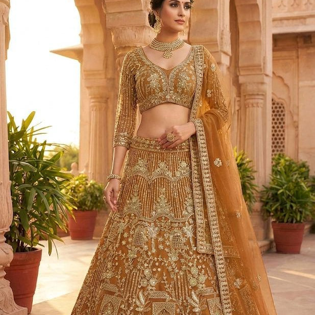 Premium Embroidered Net Lehenga