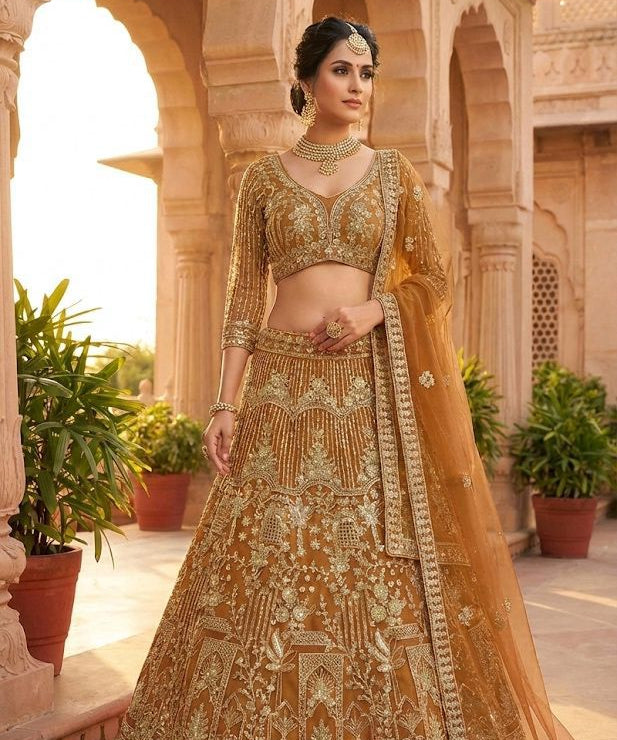 Premium Embroidered Net Lehenga