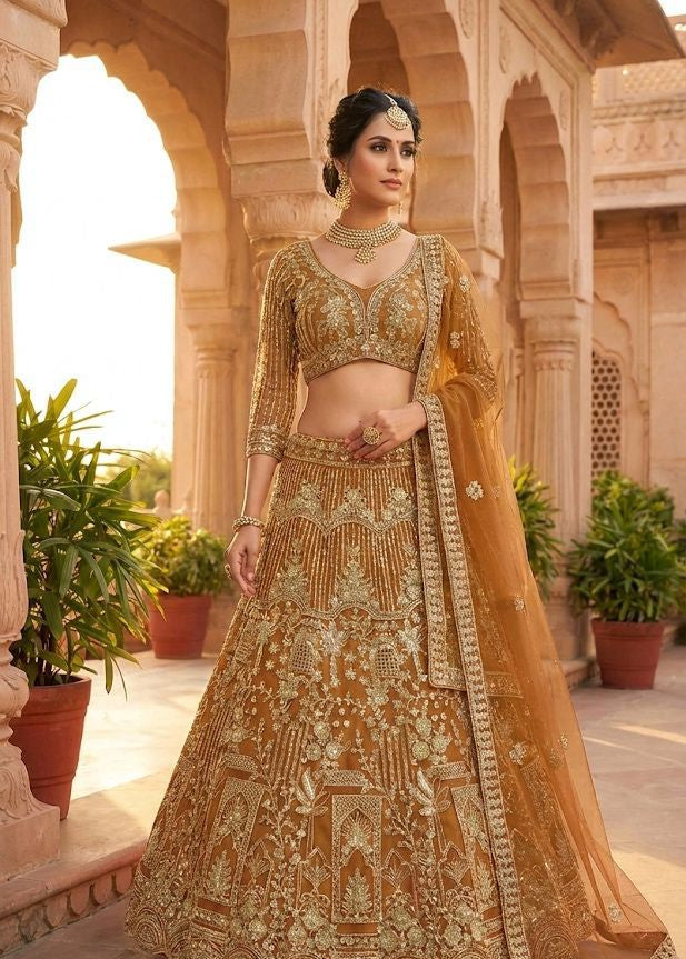 Premium Embroidered Net Lehenga
