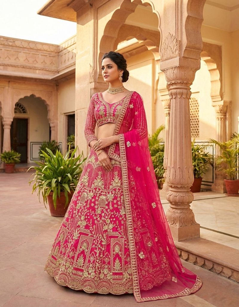 Premium Embroidered Net Lehenga