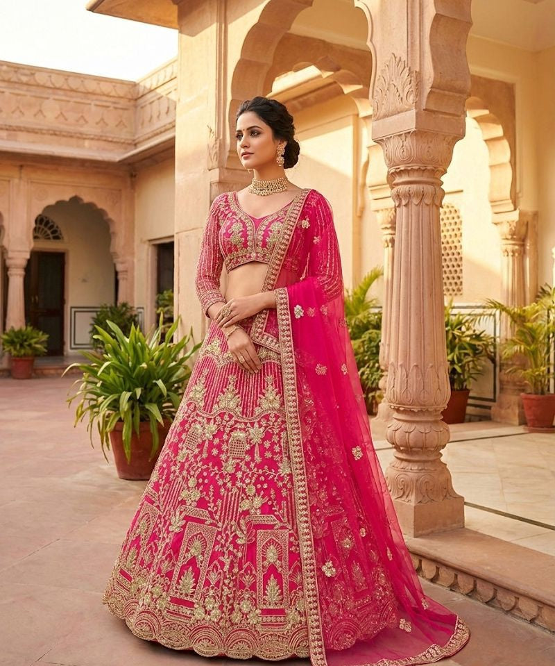 Premium Embroidered Net Lehenga