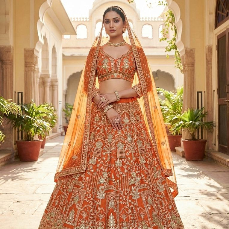 Premium Embroidered Net Lehenga