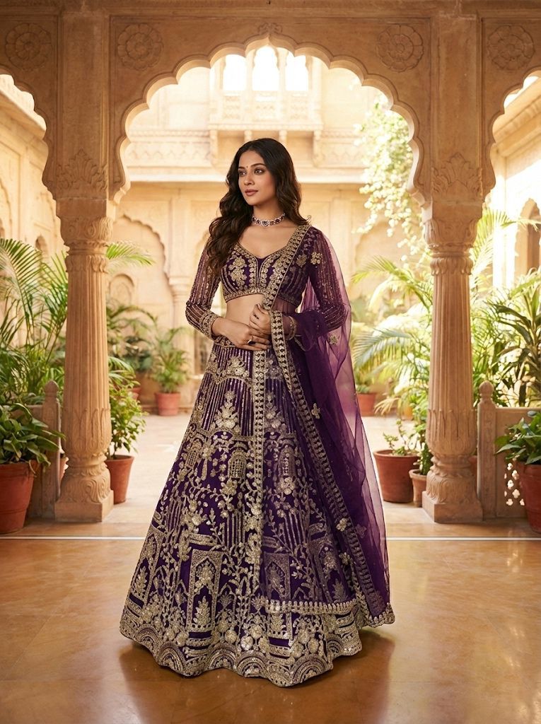 Premium Embroidered Net Lehenga