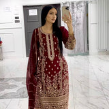 Maroon Bridal Embroidered Suit