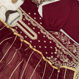 Maroon Bridal Embroidered Suit