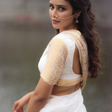 White Assam Cotton Silk Saree