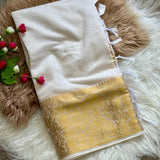 White Assam Cotton Silk Saree