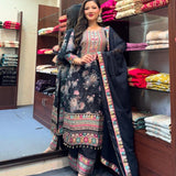 NEW DESIGNER WEAR PAKISTANI SUIT WITH ORIGINAL MIRROR HAND WORKS