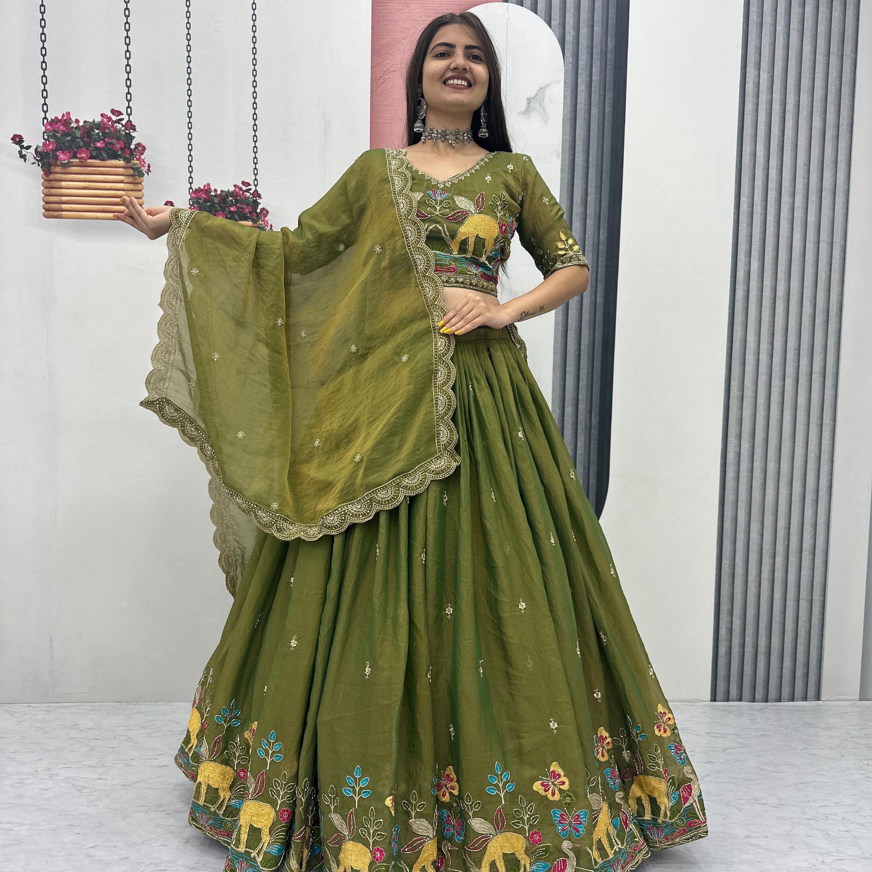 Festive Shimmer Embroidered Lehenga