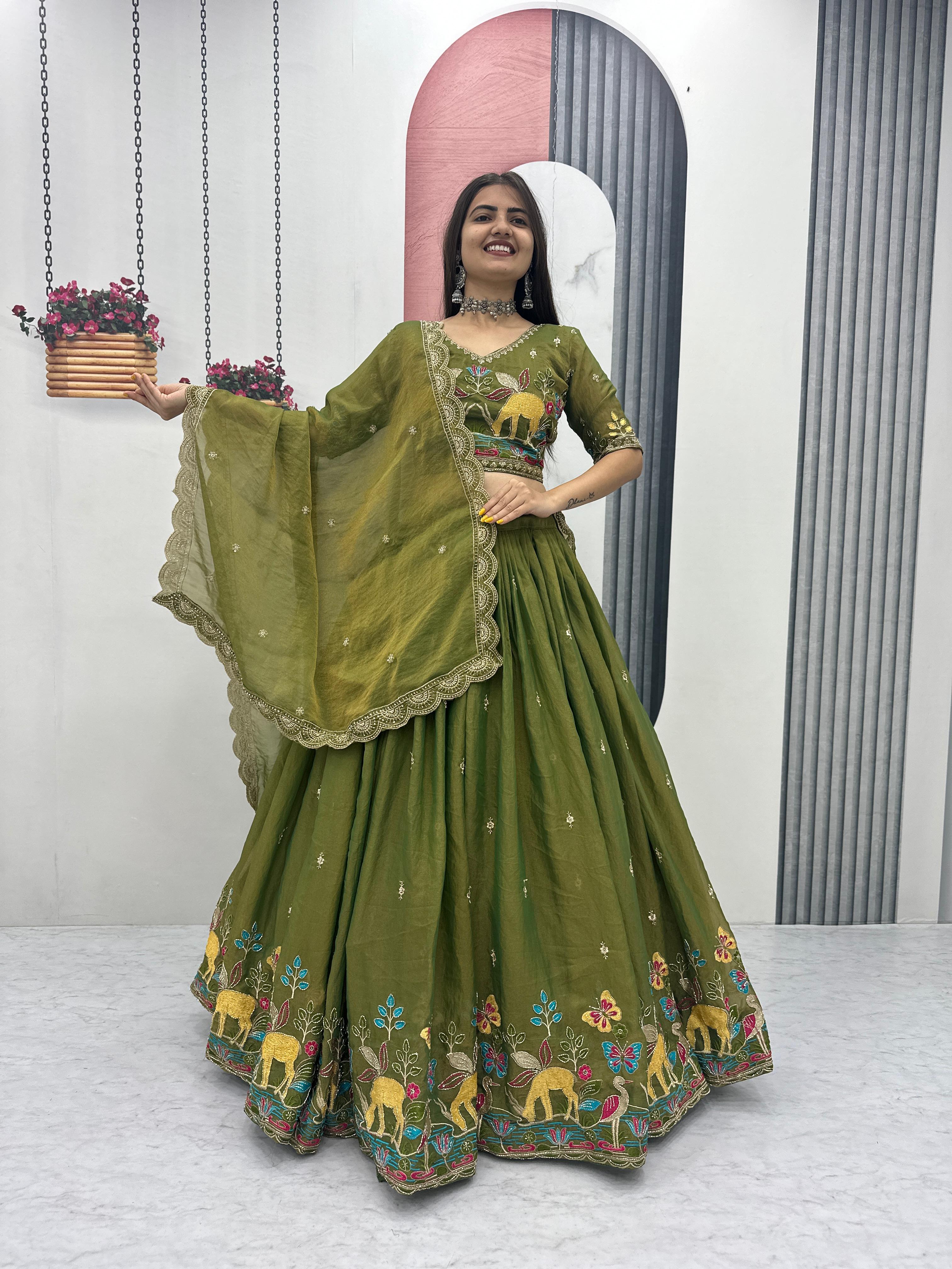 Festive Shimmer Embroidered Lehenga
