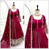 Blooming Pink Embroidered Gown