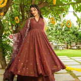 Exclusive Brown Crunchy Flared Suit