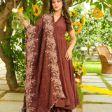 Exclusive Brown Crunchy Flared Suit