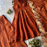 Exclusive Brown Crunchy Flared Suit