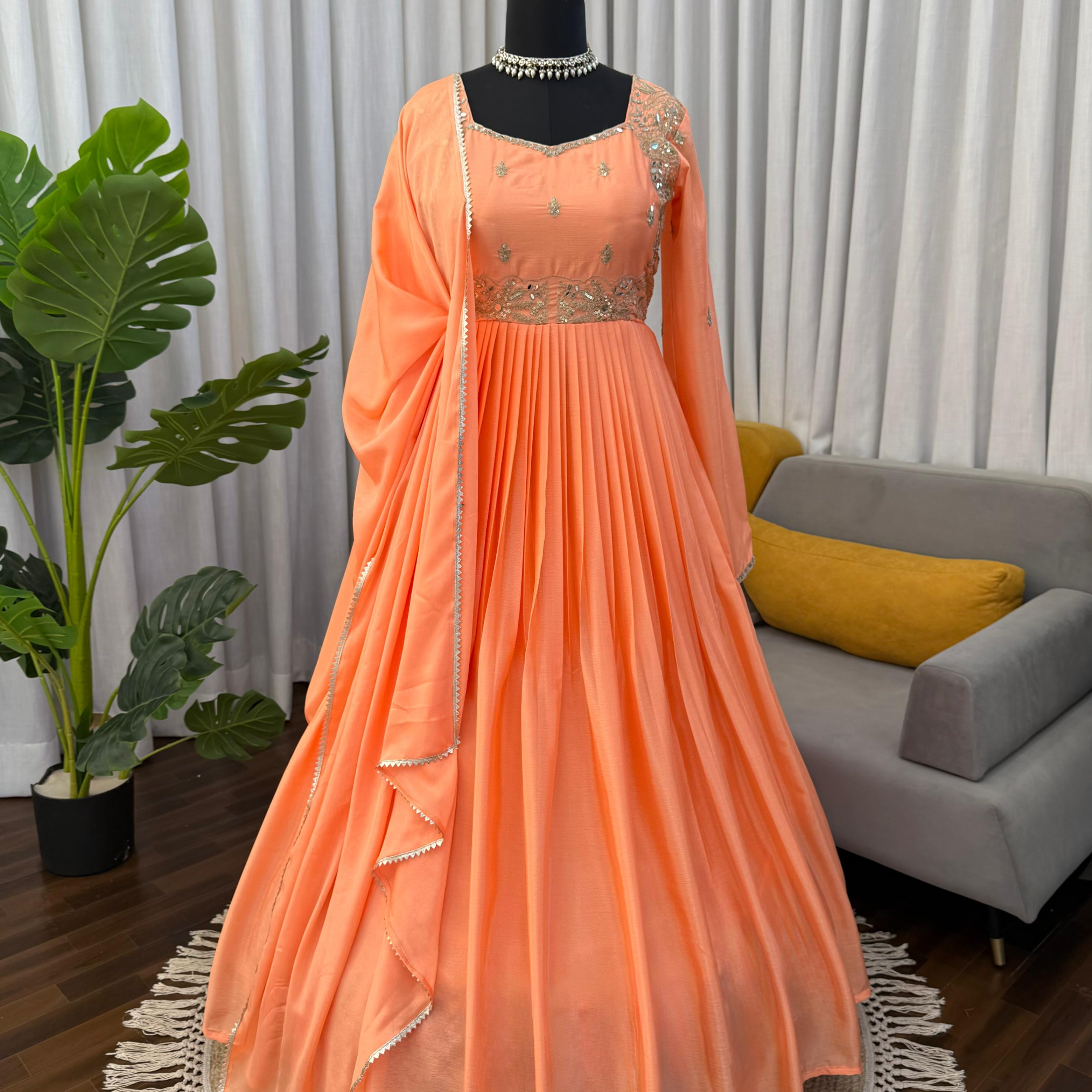 Ethnic Chinon Anarkali Gown