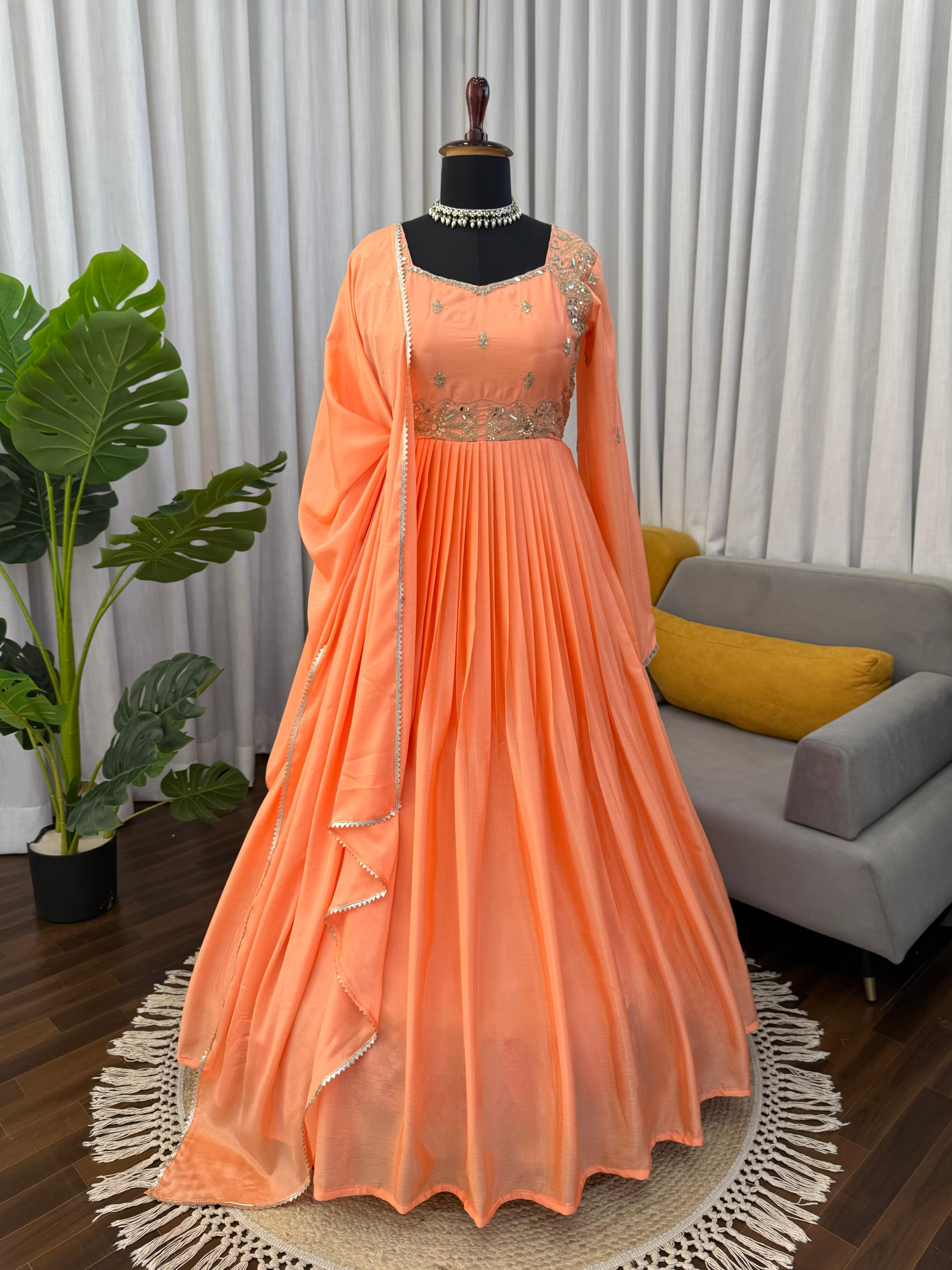 Ethnic Chinon Anarkali Gown