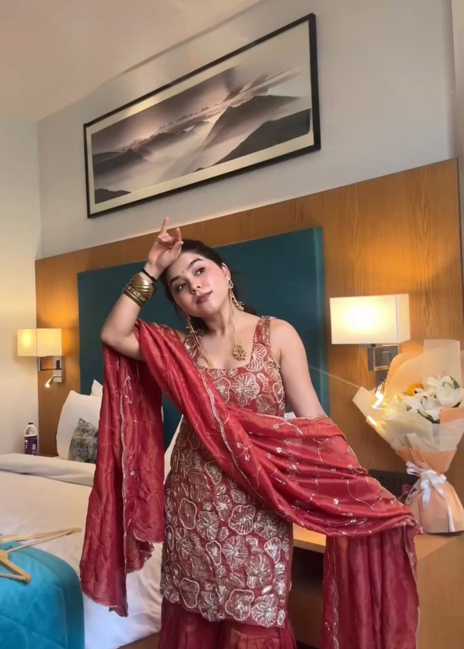 Stunning Embroidered Silk Suit