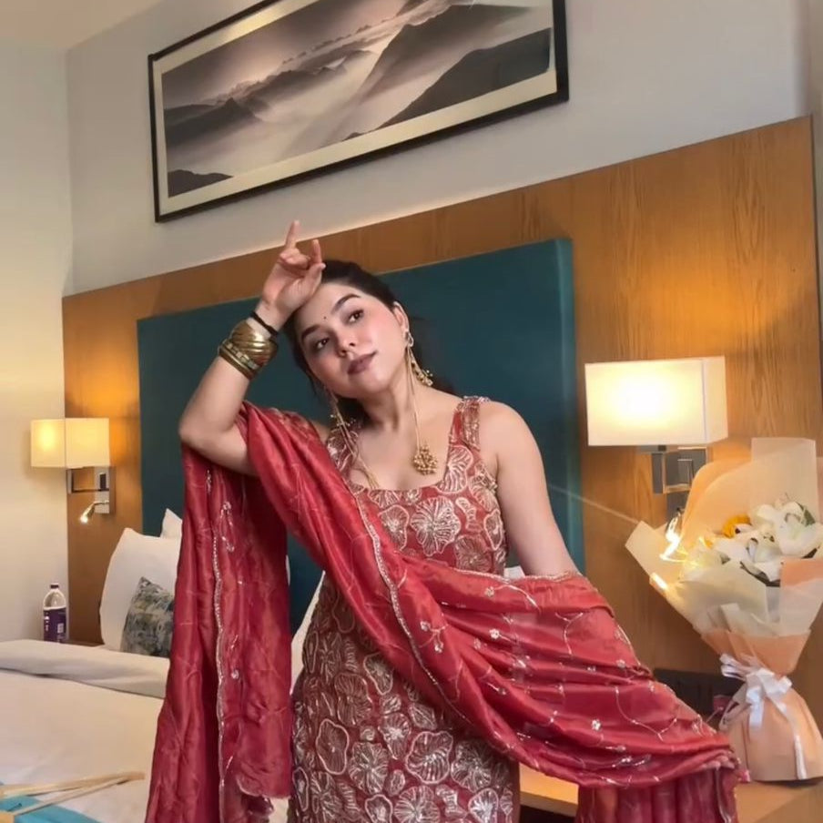 Stunning Embroidered Silk Suit