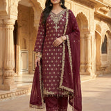 Luxurious Embroidered Straight Suit