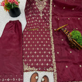 Luxurious Embroidered Straight Suit