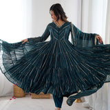 Dazzling Chanderi Ruffle Gown