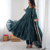 Dazzling Chanderi Ruffle Gown