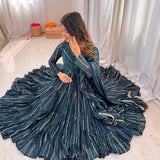 Dazzling Chanderi Ruffle Gown